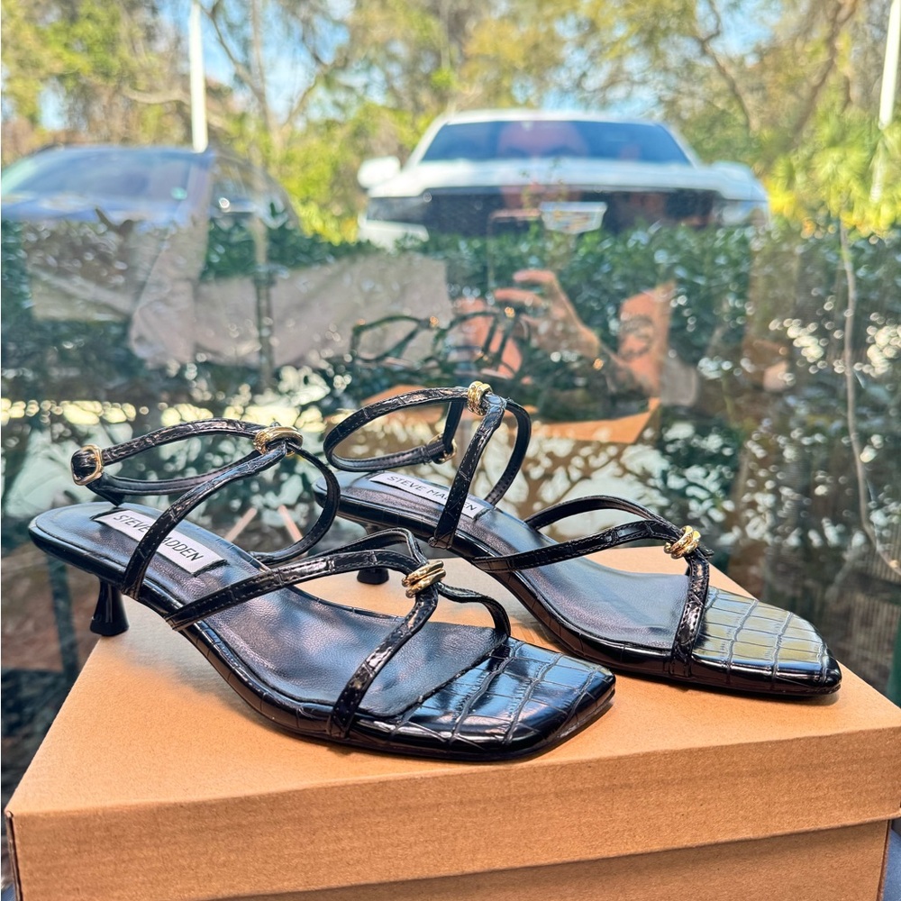 Steve Madden JAMINA Black Strappy Heels